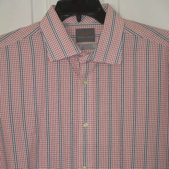 Thomas Dean Mens L/S  Red Cotton Dress Shirt - Size 17/36 or XL - Picture 1 of 3